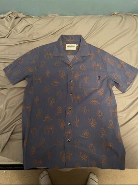 PYKNIC Men's Blue Short-Sleeve Printed Button-Down Shirt